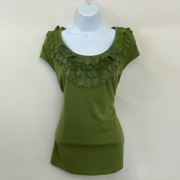 Madison Tops - Madison Green Cap Sleeve Blouse Size L T-30